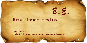Breszlauer Ervina névjegykártya